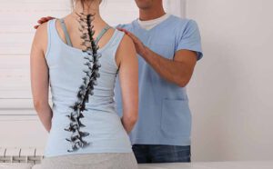 Scoliosis Spine Curve Anatomy, Posture Correction. Chiropractic treatment, Back pain relief.